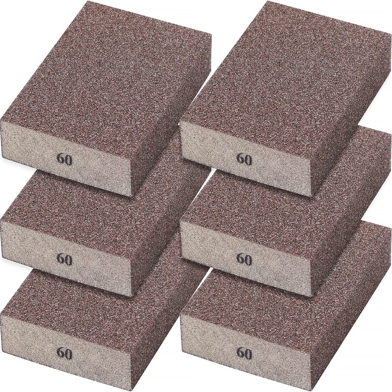 Sunxeke 6Pcs Sanding Sponge 60 Grit Coarse Blocks for Metal Sanding Wood Sanding Brush Washable&Reusable N-G-001-60 - Image 1